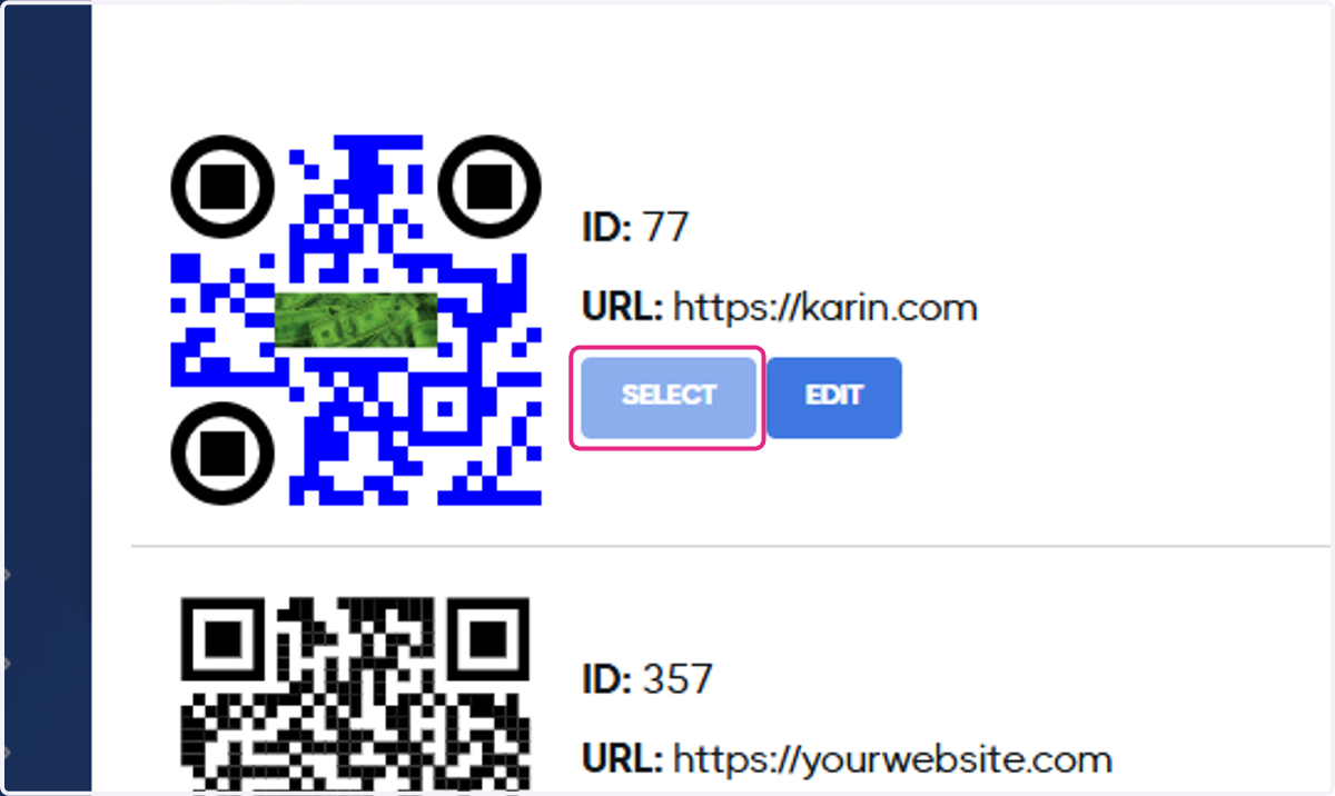 Select the QR code you want to use