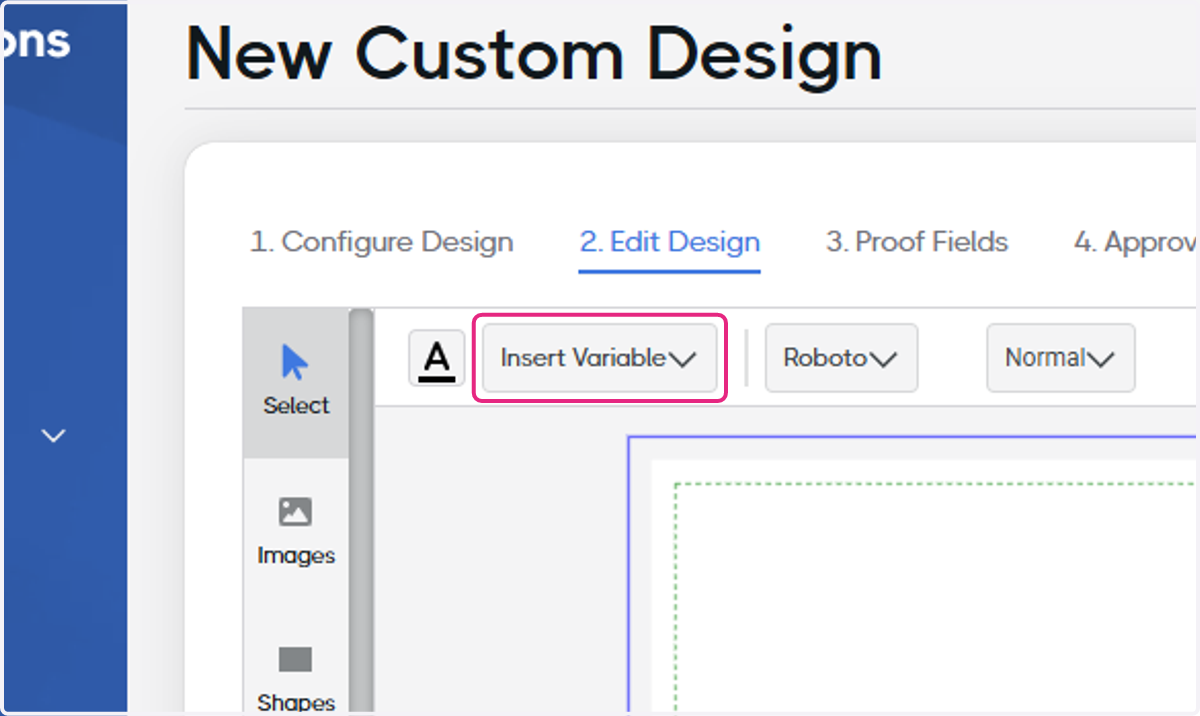 Click on Insert Variable