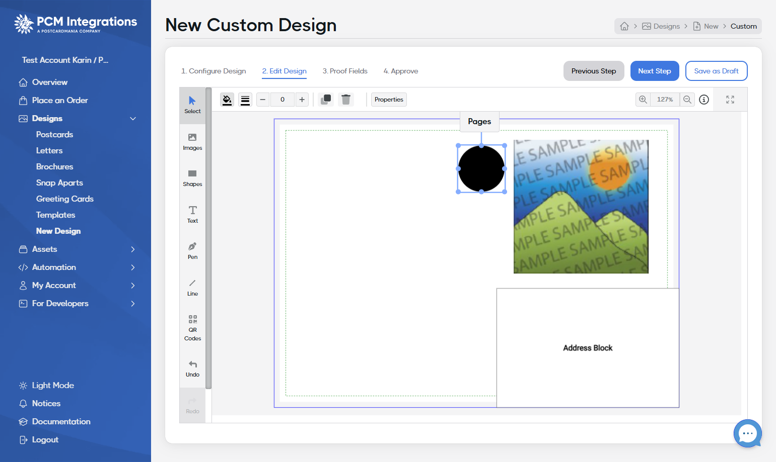 Click on the paint bucket to change the element colors