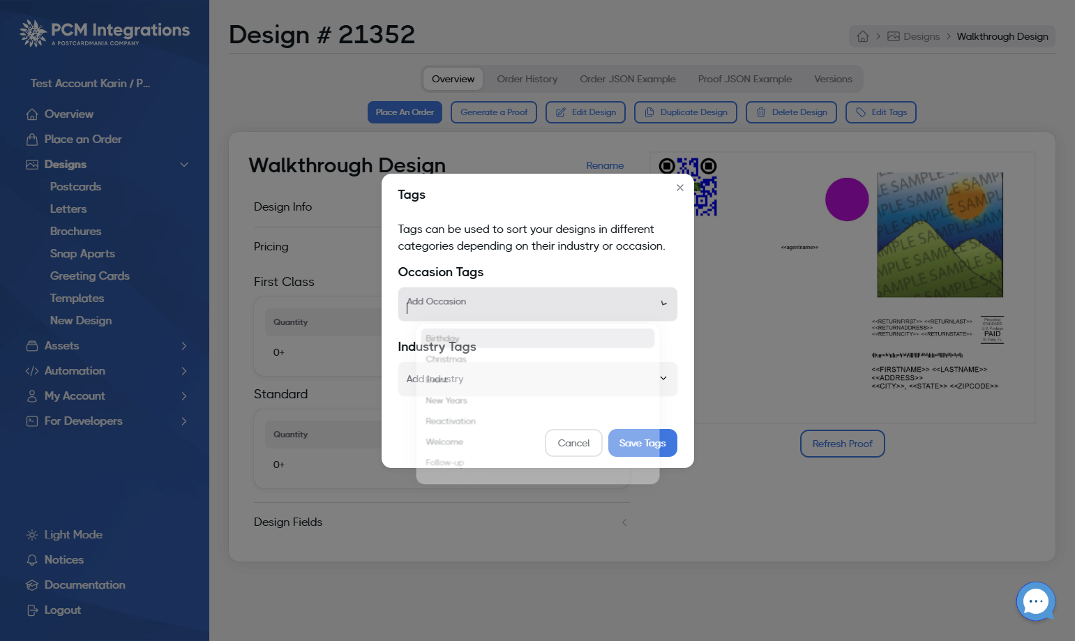 Add the Occasion and Industry tags (Optional)