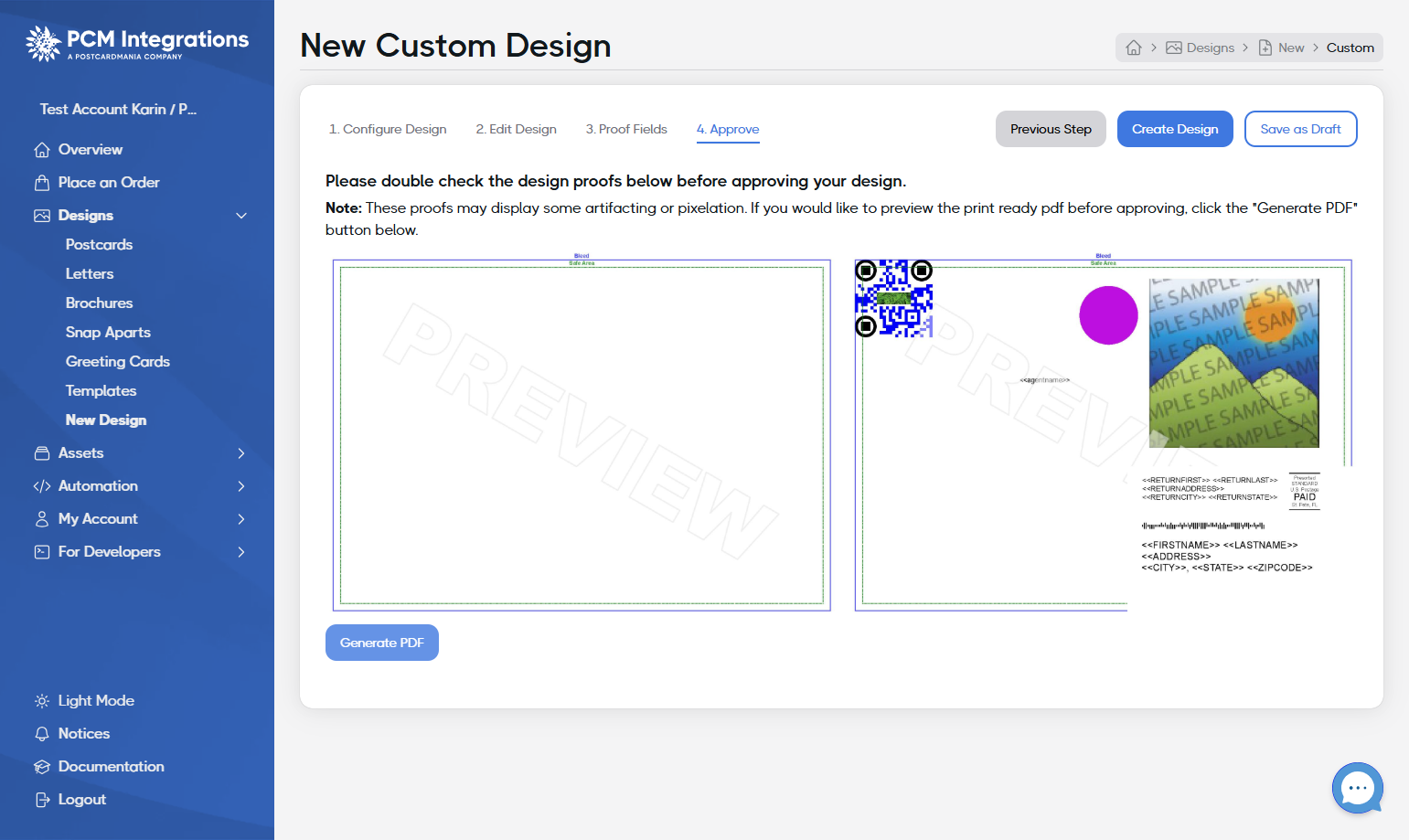 Click on Generate PDF
