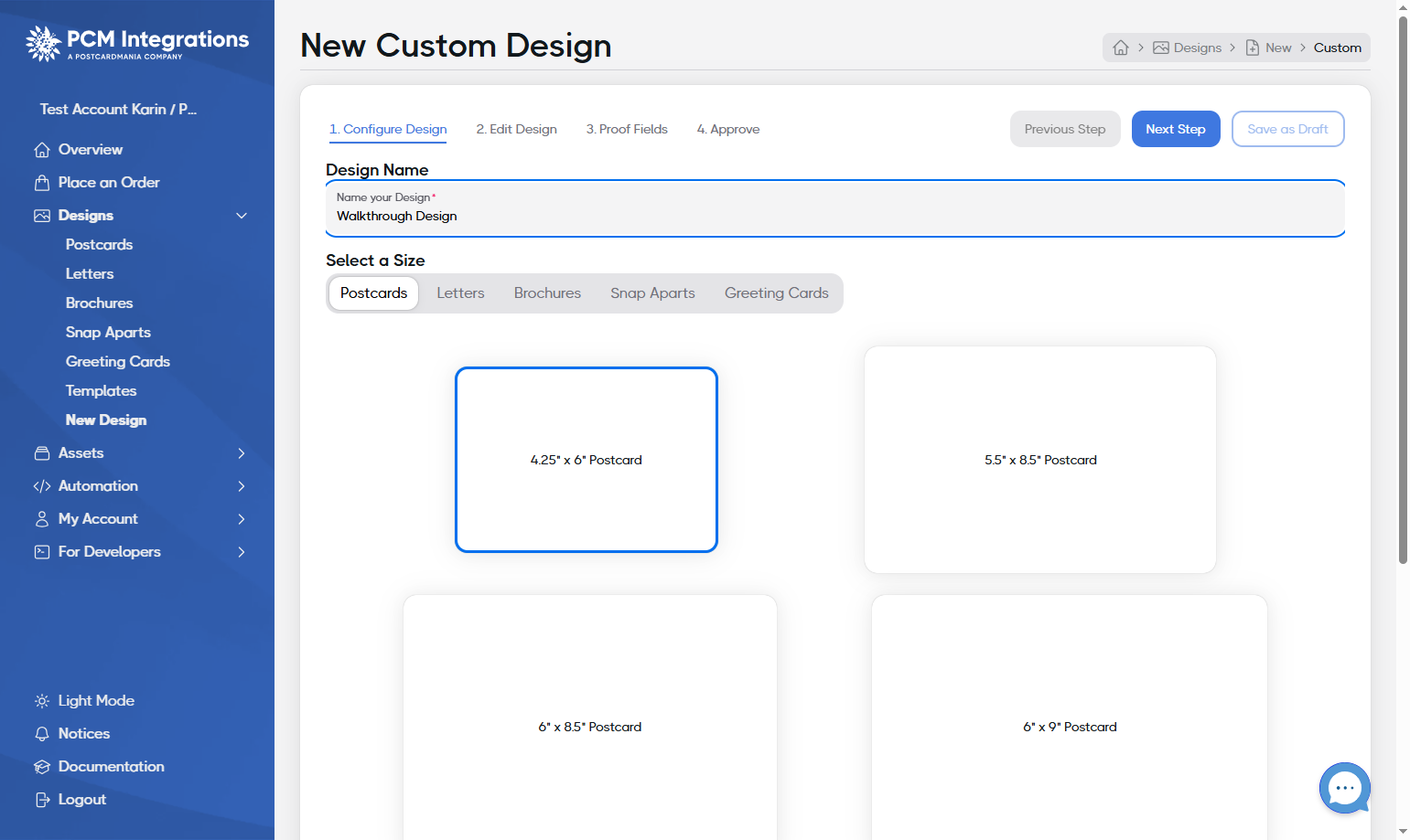 Select the type of design
