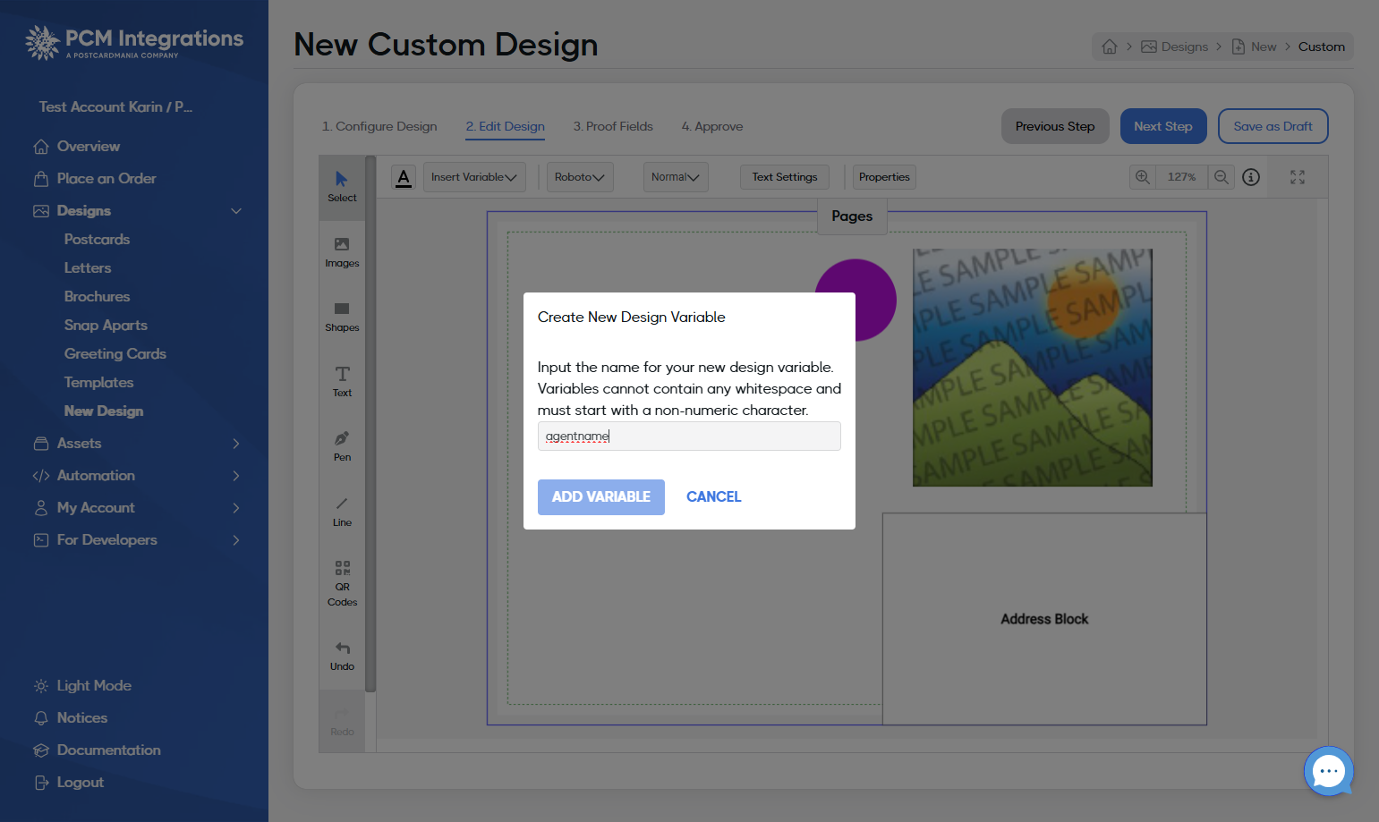 Click on ADD VARIABLE