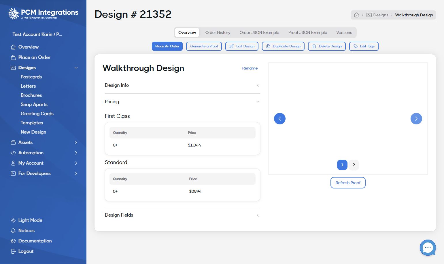Review the pages of your design proof