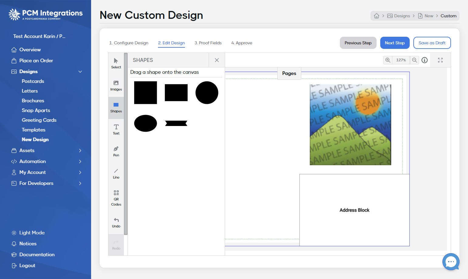 Drag highlighted element into the design