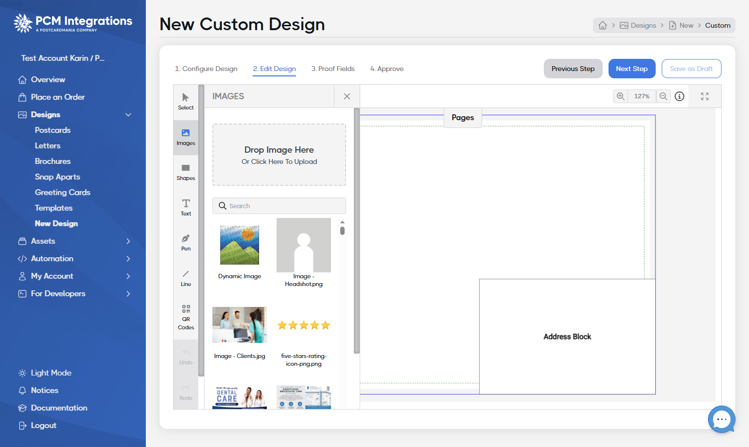 You can import images to use in your design