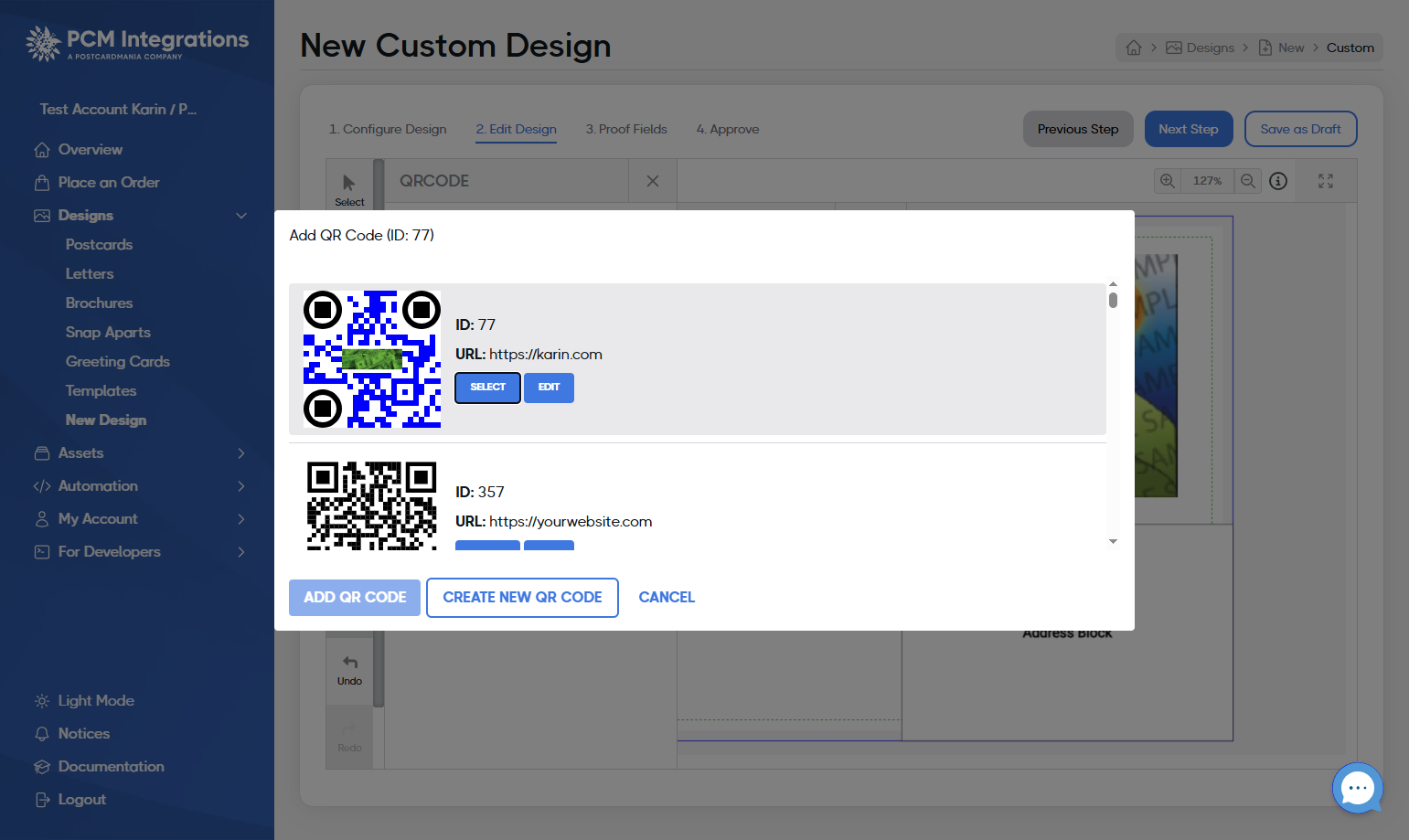 Click on ADD QR CODE