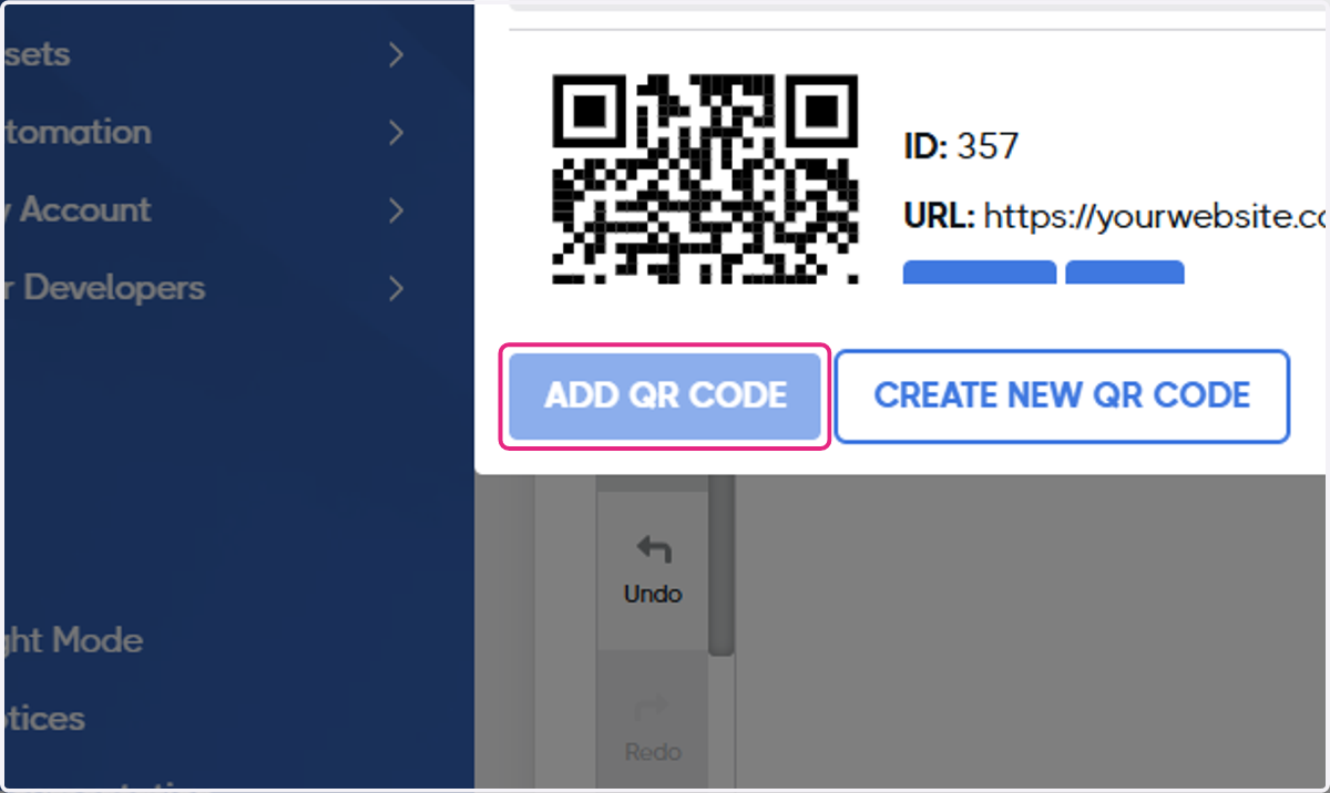Click on ADD QR CODE