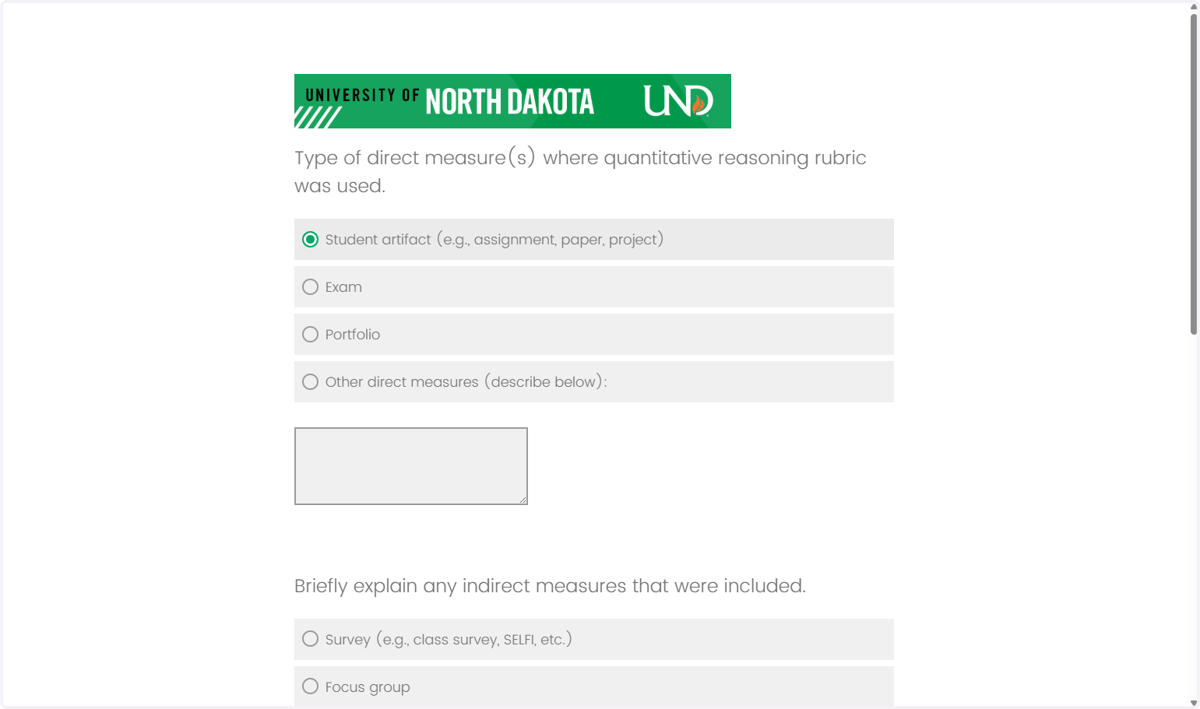 Select the type of direct measure used for this assessment (required).
