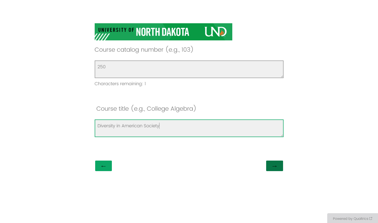 Enter the course catalog number and title.