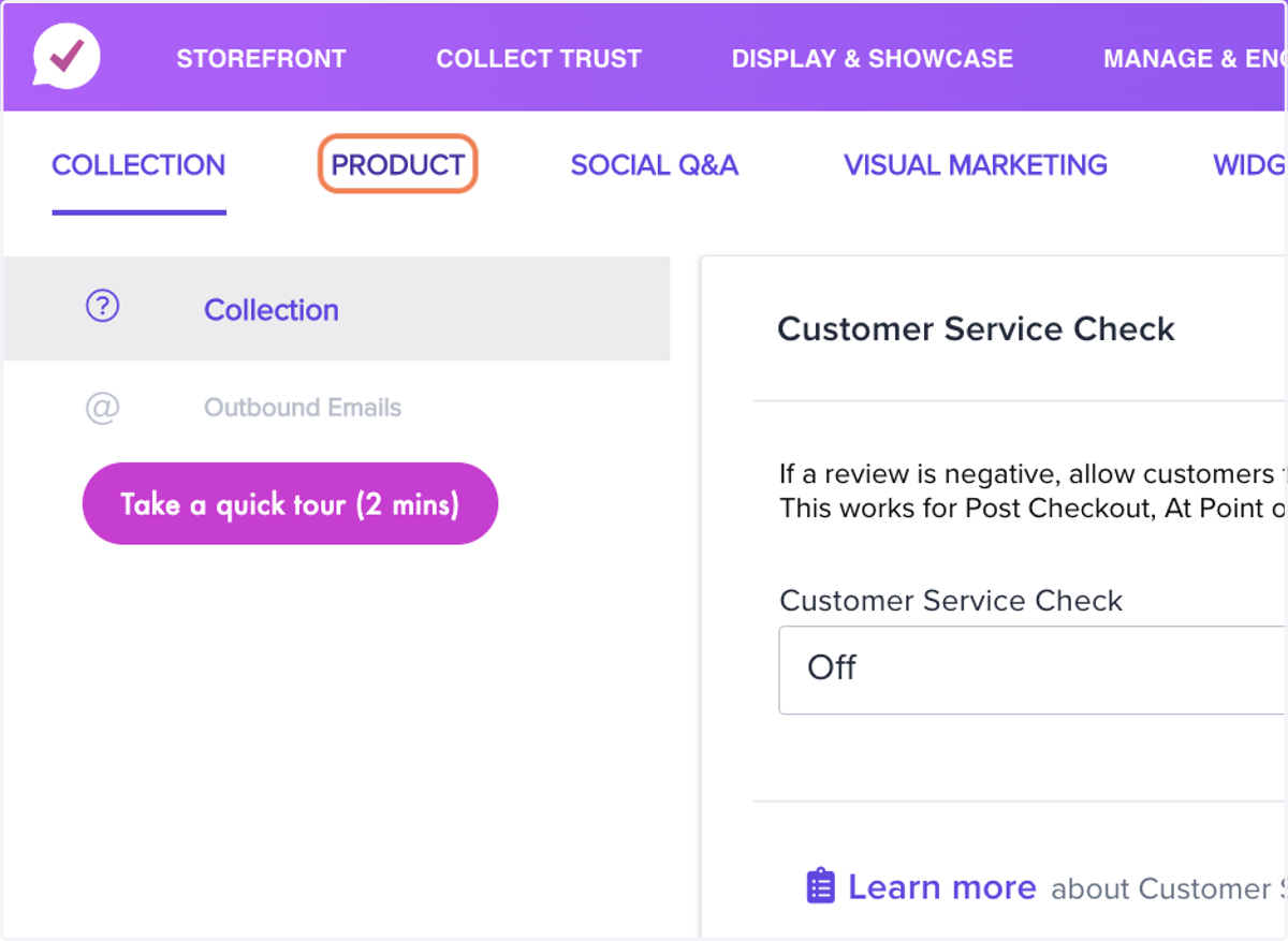 Click on PRODUCT