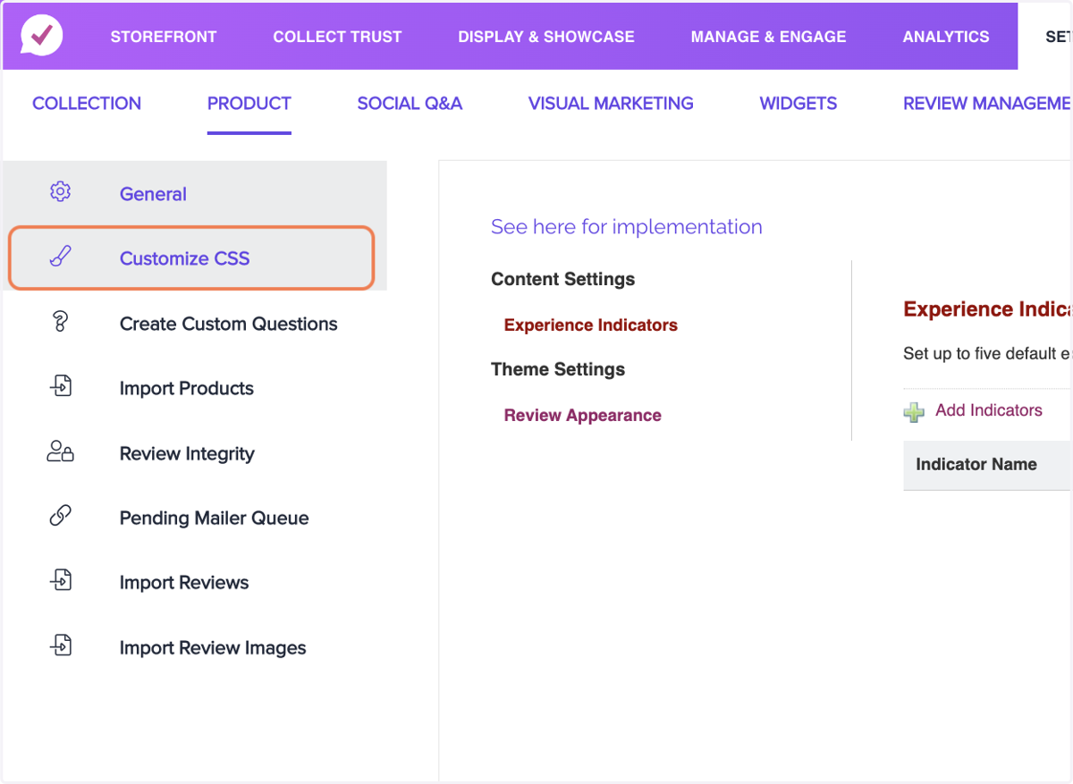Click on Customize CSS