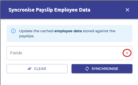 Select the drop down arrow in the 'Fields' box