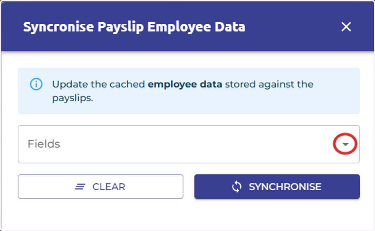 Select the drop down arrow in the 'Fields' box