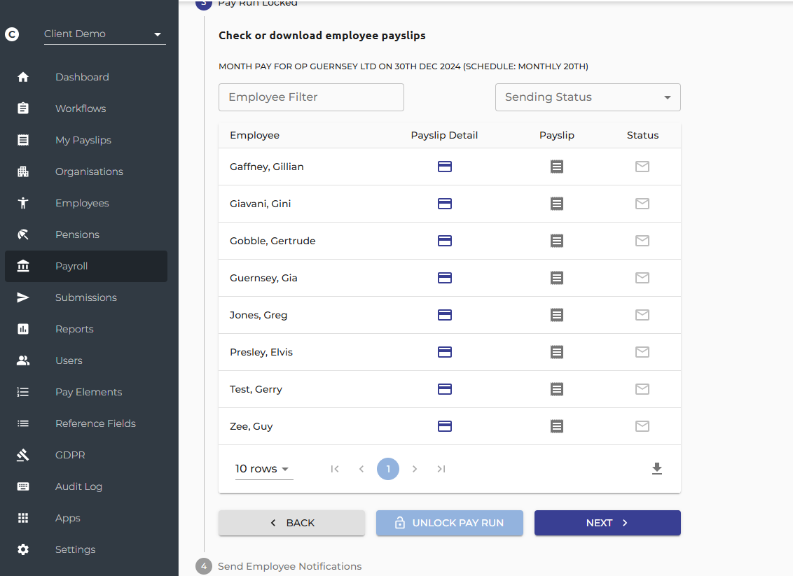 Navigate back to the 'Incomplete Pay Run' screen > Select 'Unlock Pay Run'