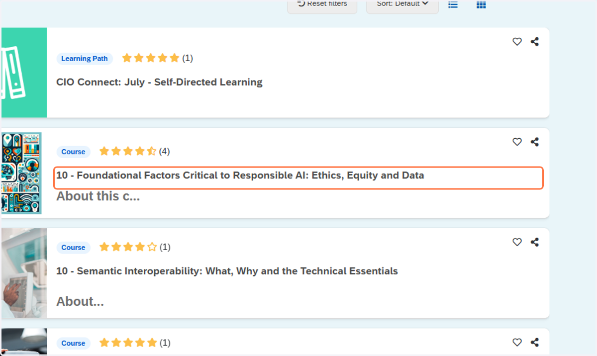 Click on a course title to access