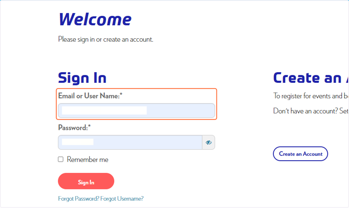 Enter the username and password you used to sign up to HIMSS