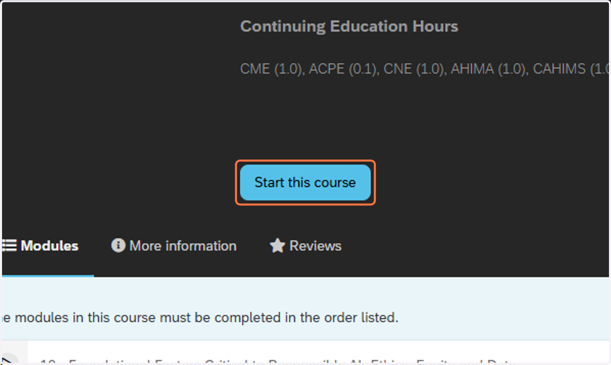 Click on Start this course