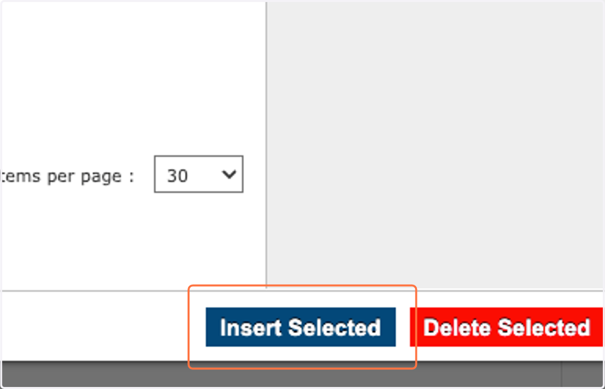 Select the image you want to upload by ticking the checkbox, then click "Insert Selected.