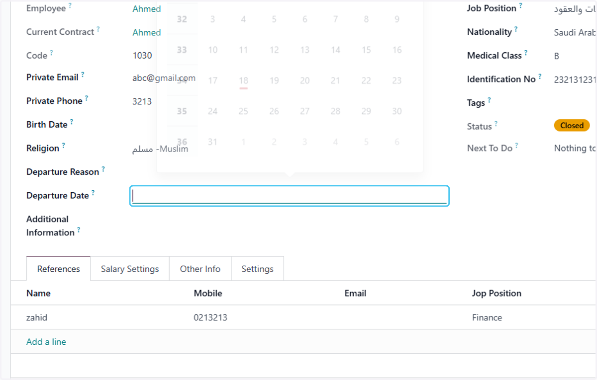 Click on Departure Date?
