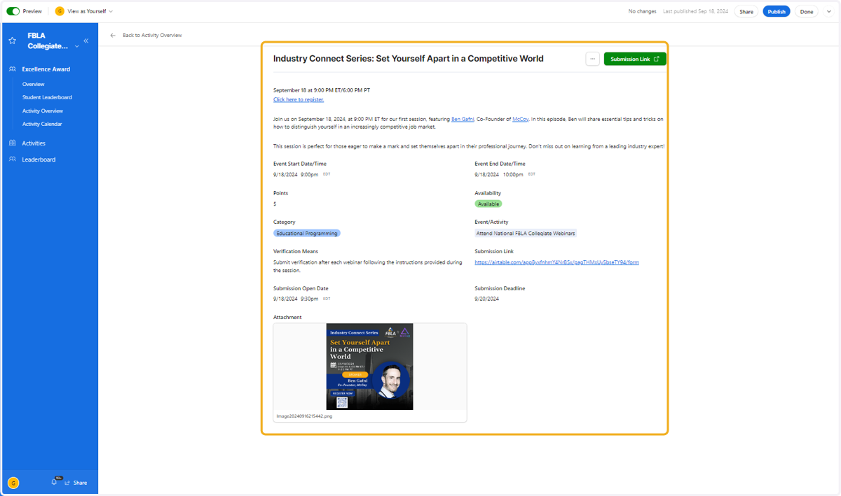 You'll find relevant information to that activity including registration instructions (when appropriate), as well as instructions for submitting your verification to earn points.
