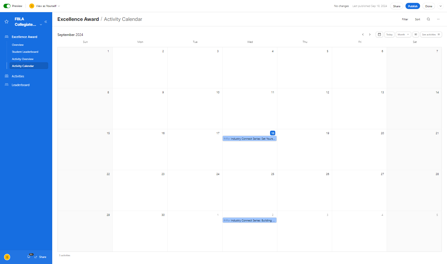 Click on an event in the calendar for more information.