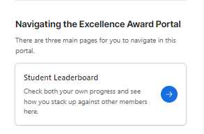 Student Leaderboard: This is where you can check your award progress and see how you stack up against other members around the country.