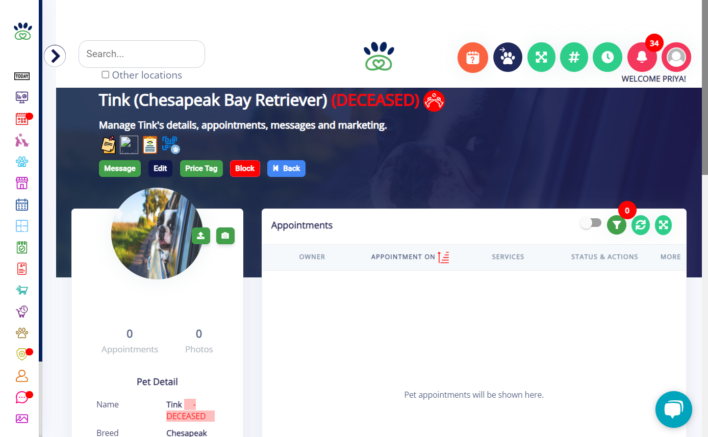 Click on (DECEASED)