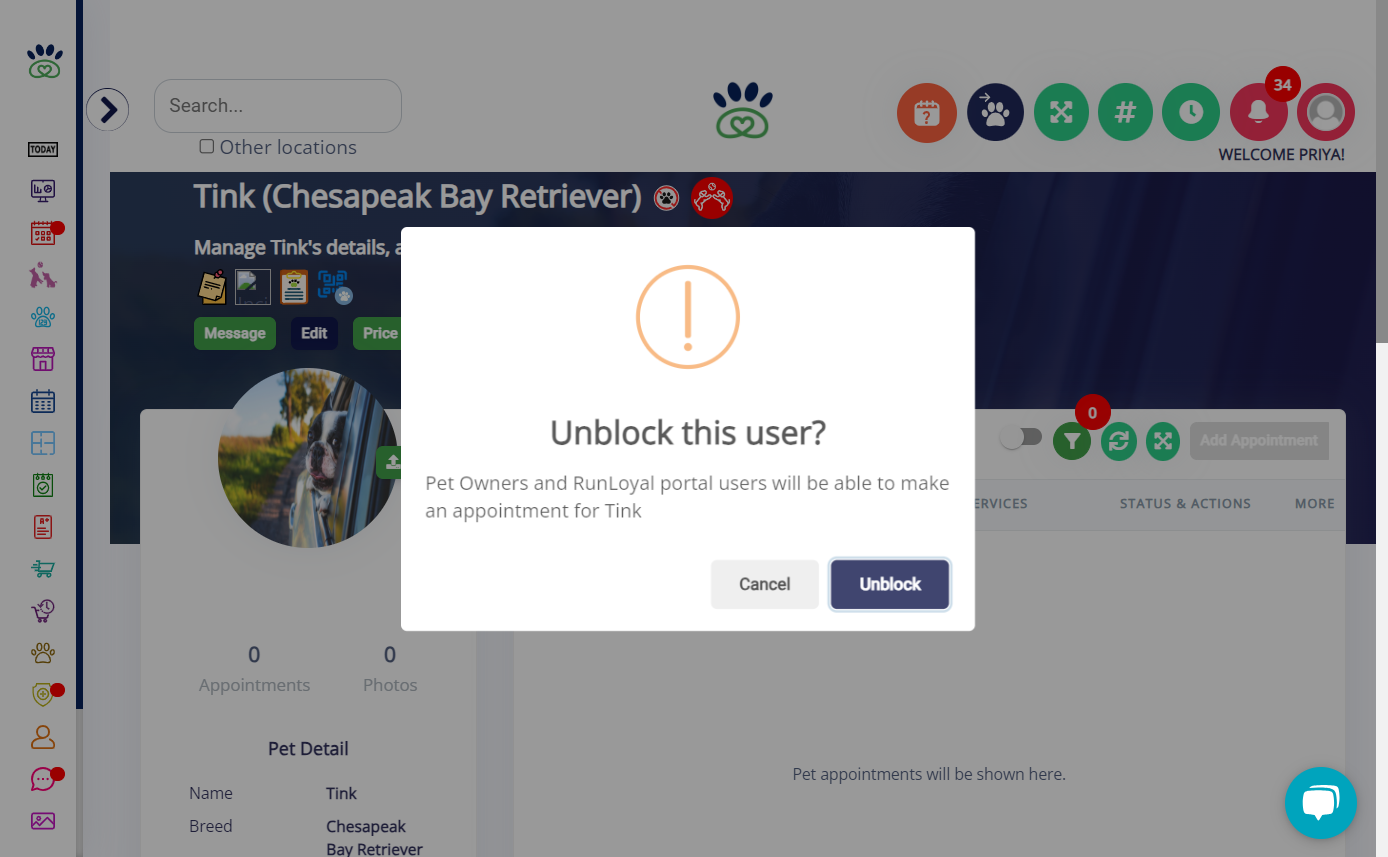 Click on Unblock