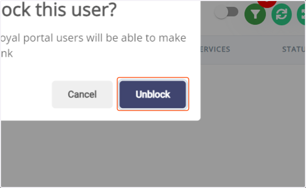 Click on Unblock