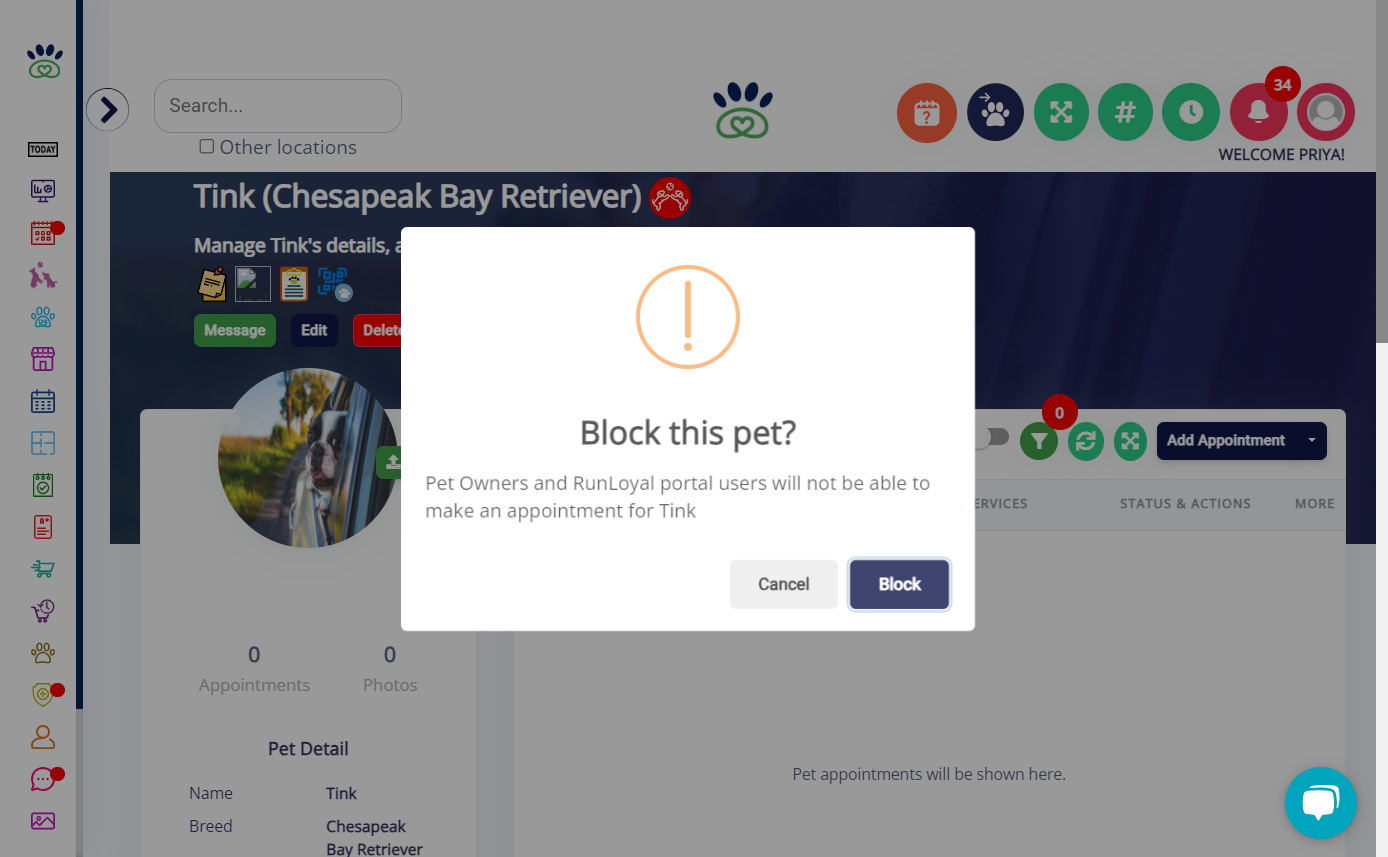 Click on Block