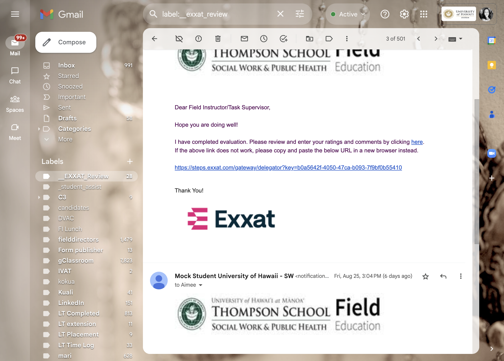 See email from your student via the PRIS/Exxat system, "Evaluation Review Request." Click on the link.