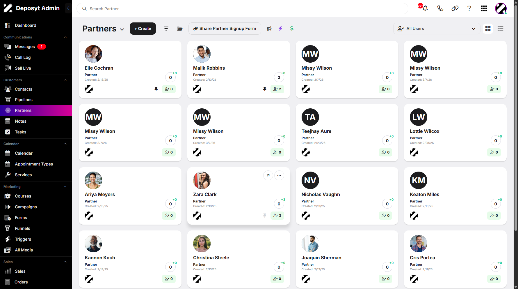 Step 3: Click on the Affiliates counter to see more details.