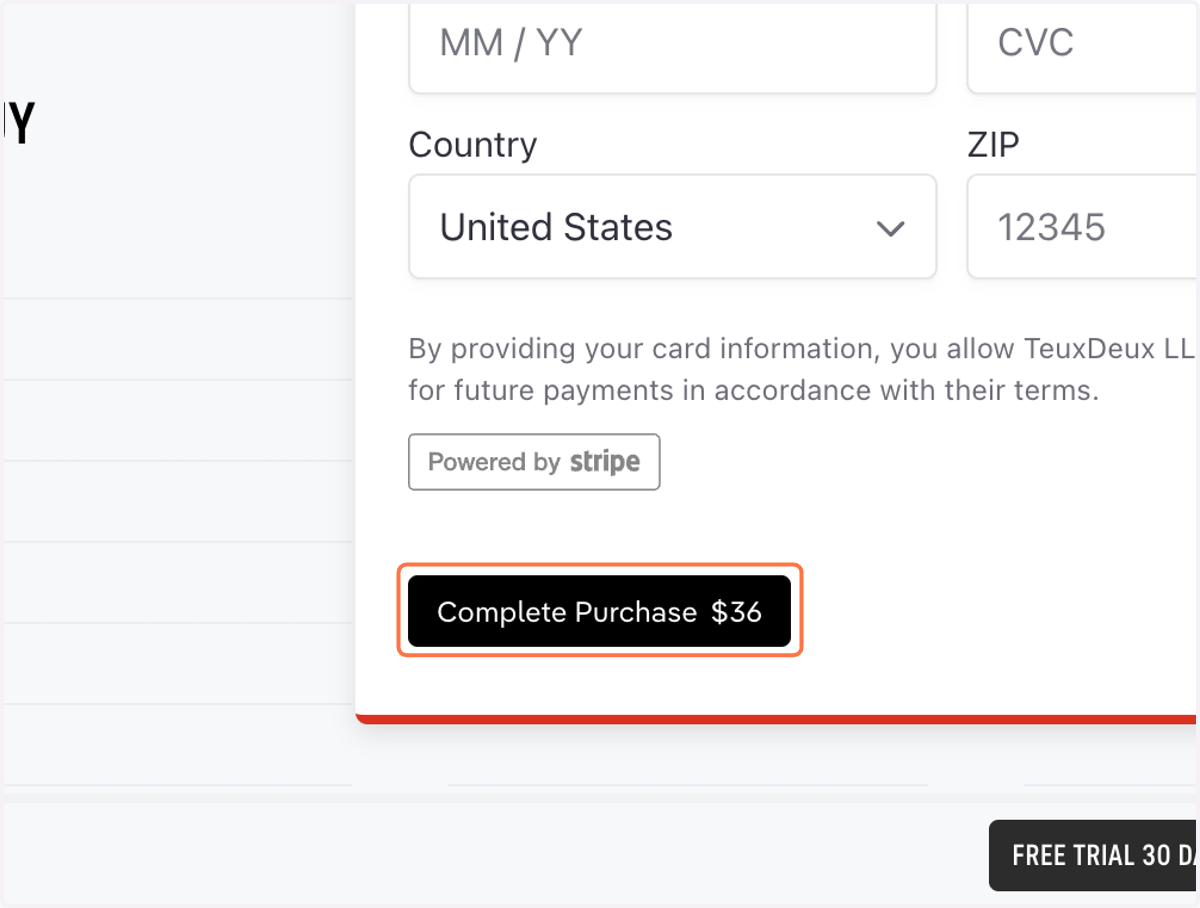 Click 'Complete Purchase' to subscribe!