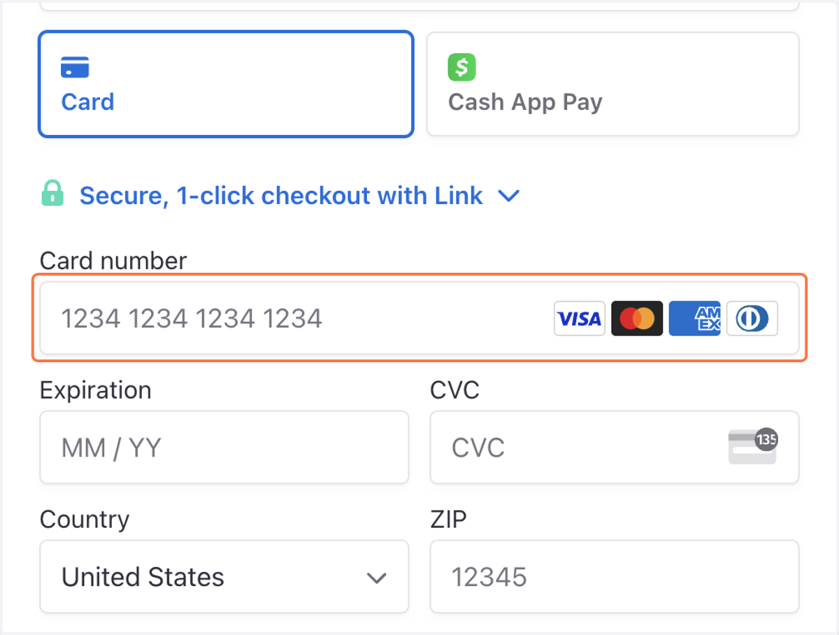 Enter a payment method
