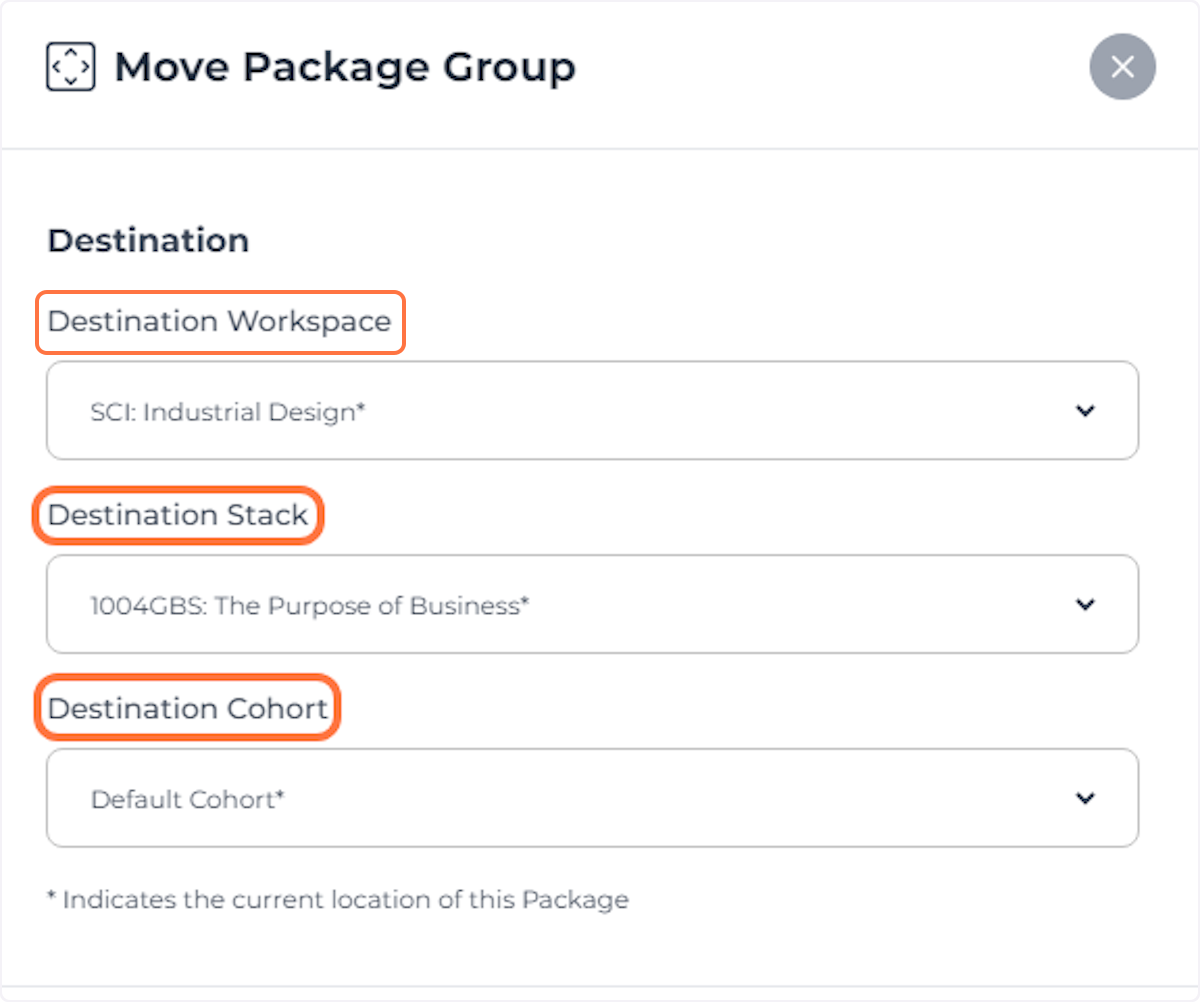 Set the 'Destination' for the Package Group.