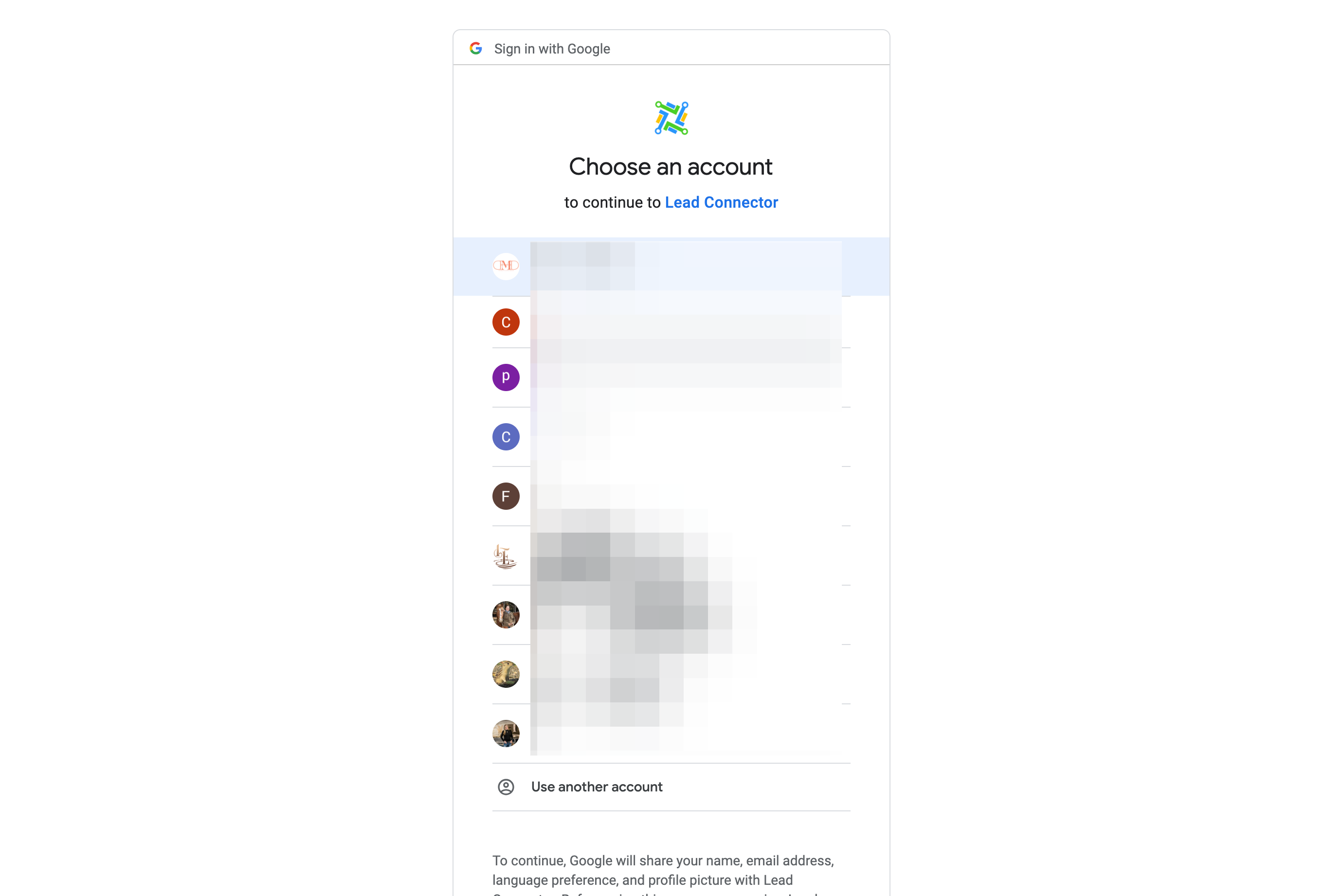 Click on the Google Account that you want to link