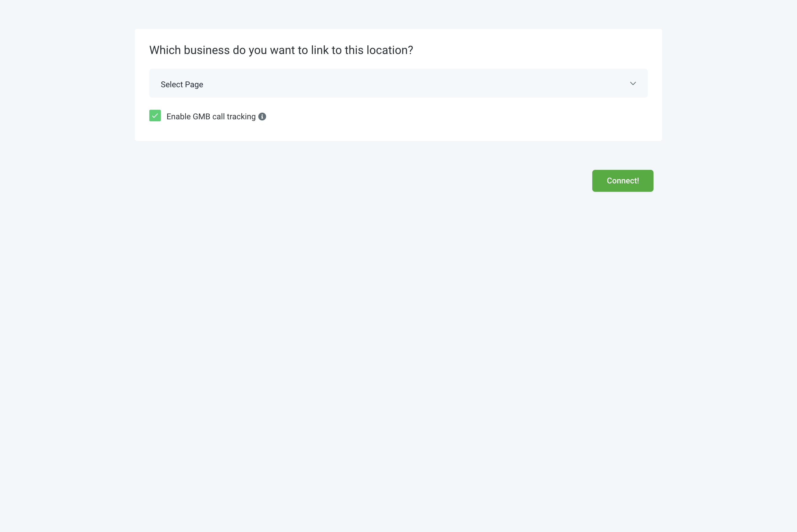 If you want to connect a Google My Business Account as well, use the dropdown menu to select your GMB account and click Connect! Otherwise, you can now exit this popup screen.