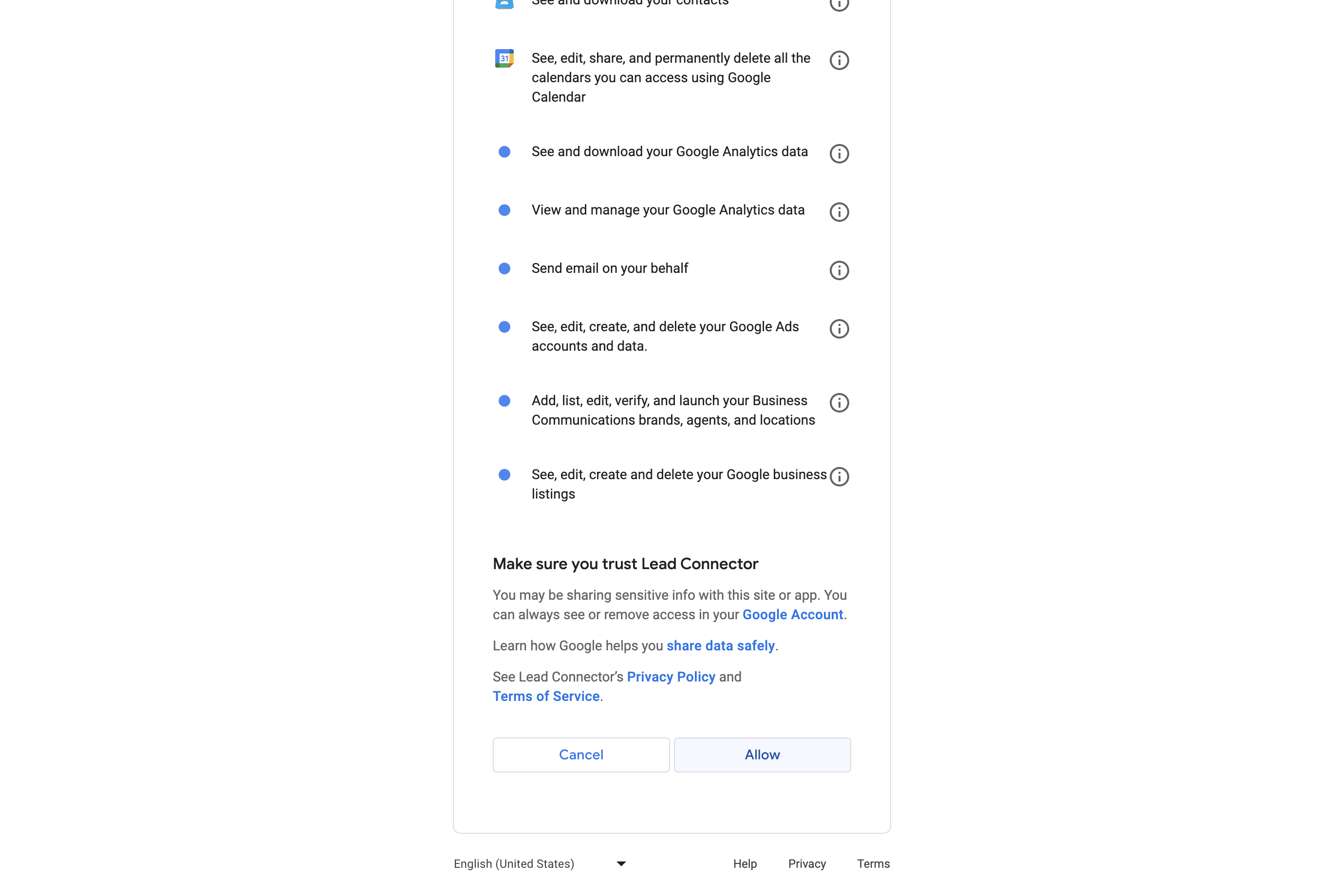 Click on Allow