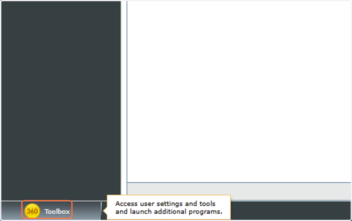 Click the 360 Toolbox menu