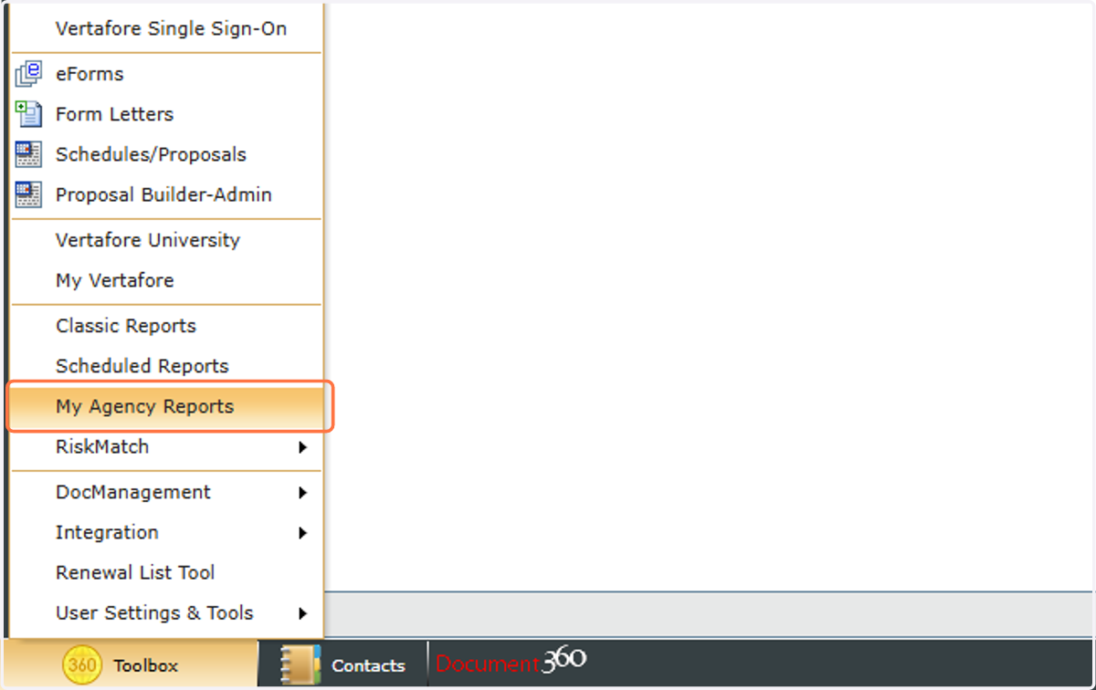 Select My Agency Reports