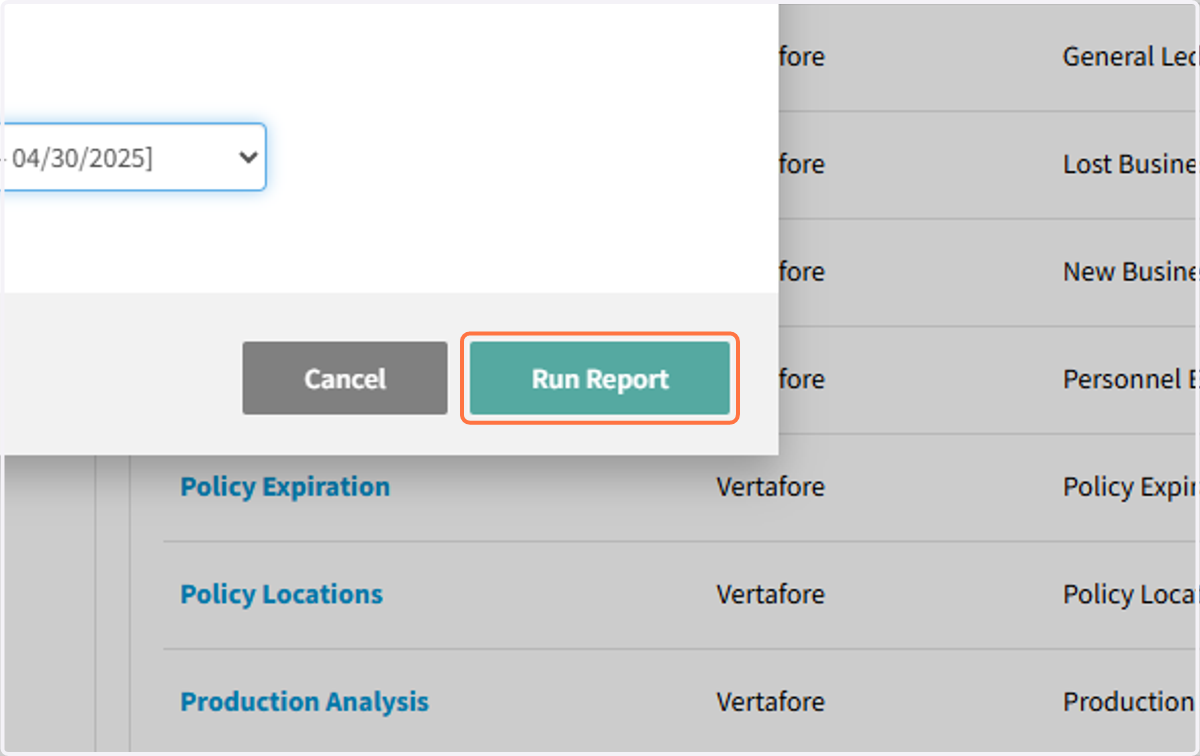 Click on Run Report