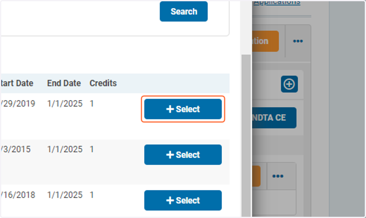 When you've found the course you're looking for, click Select