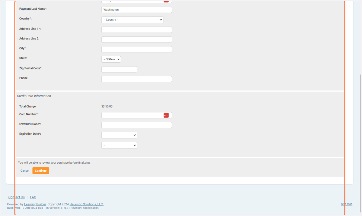 Enter your billing information and click on Check Out…
