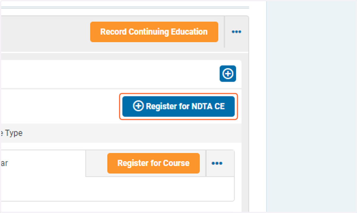 Click on Register for NDTA CE