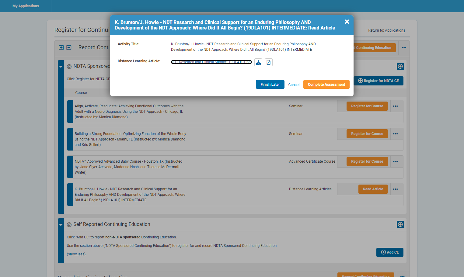 Click on Complete Assessment after completing the course