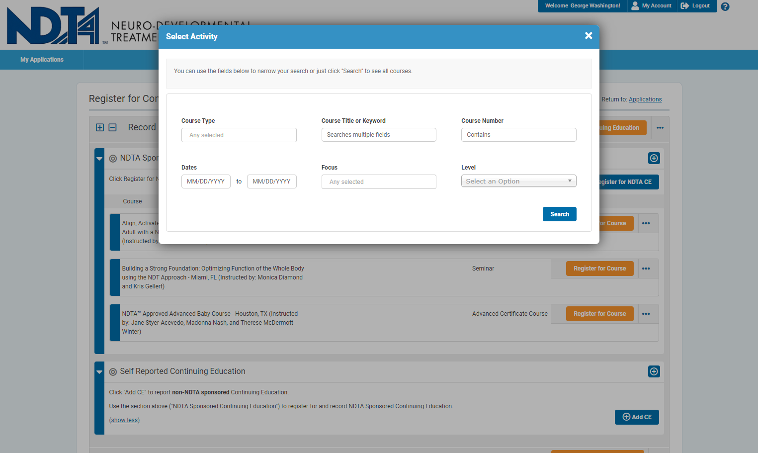 You can search for NDTA continuing education courses by a variety of criteria