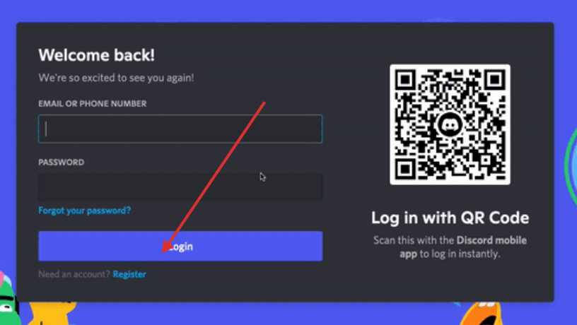Once installed, open the app and click on register down underneath the Login button