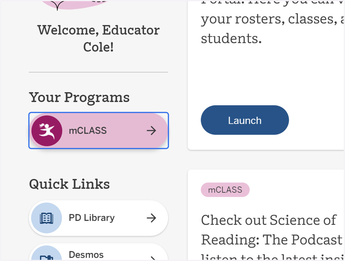 Click on the "mClass" icon.
