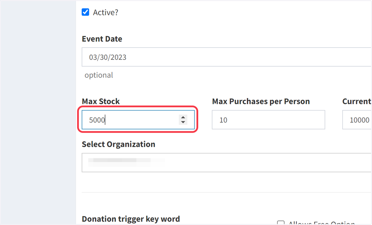 Add the maximum stock quantity for your product in the 'Maximum Stock' field.